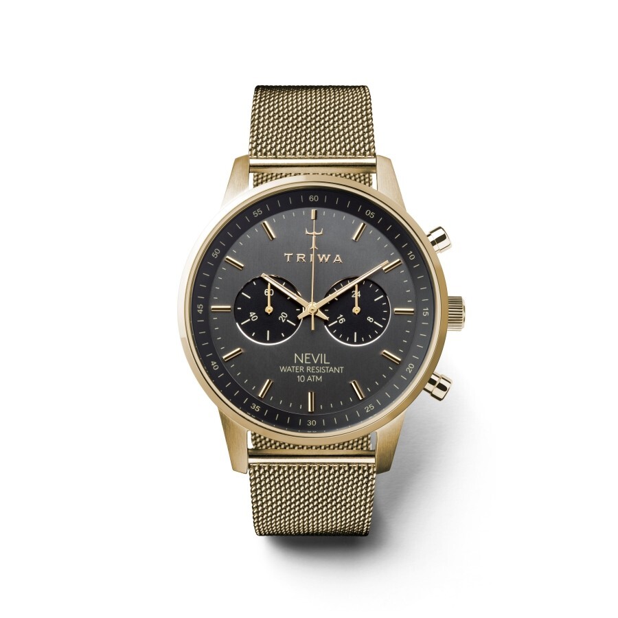 Triwa Nevil Smoky Watch Gold Mesh Strap