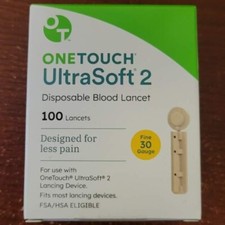OneTouch Ultra Soft 2 Lancets 33 Gauge Extra Fine 100 ct Exp-7-31-28/ 12-31-28