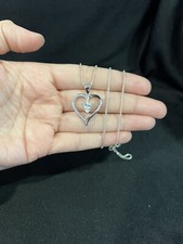 925 Sterling Silver Girls Womens CZ Heart Love Pendant  Box Chain 18 20 22