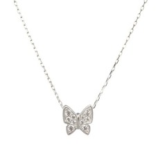 925 Sterling Silver Elements Silver Clear CZ Pave Butterfly Necklace