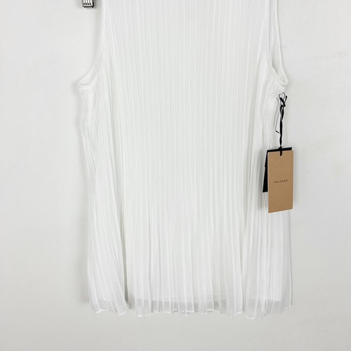 Halogen White Sleeveless Pleated Georgette Sleeveless Top Size XS MSRP 59$ NEW - Picture 3 of 7