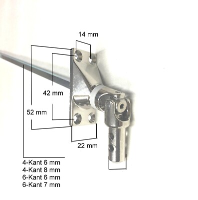 Rolladen Kurbel Gelenk Kurbelgelenk Gelenklager 22x52, 4 oder 6-Kant Stab 4L/CH