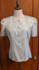 Green  Silver Brocade Formal Evening top by Jeffrey  Dara Size 8 Made in USA