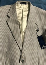 NWT STAFFORD PIN-STRIPE SPORT COAT MEN'S 40L 40 L NAVY BLUE/WHITE blazer 160