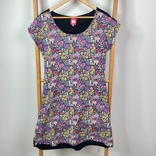 Everyday By Made5920 Mini T-Shirt Dress Womens Medium Purple Floral Short Sleeve