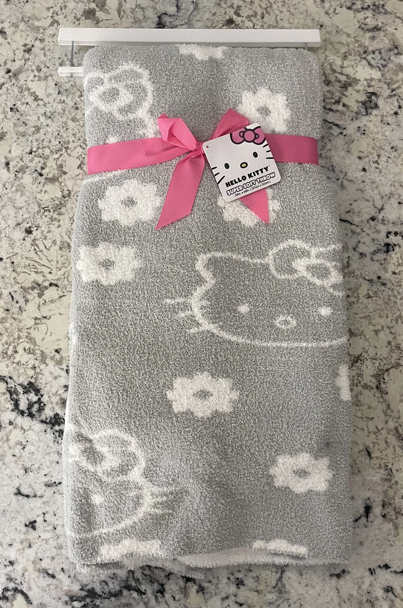 Hello Kitty Super Soft Throw Blanket Gray White 50