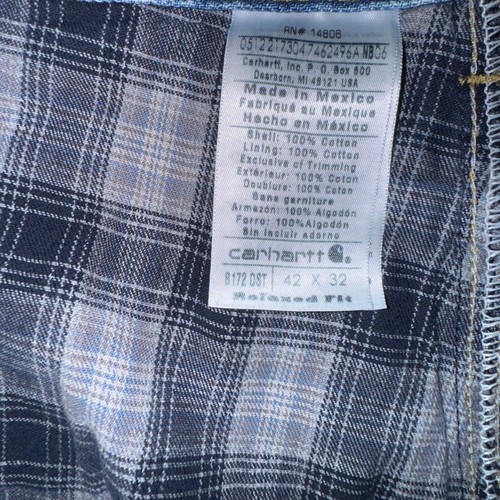 Carhartt Flannel Lined Jeans 42x32 Mens Relaxed Fit Carpenter Denim Work Pants - Picture 3 of 7