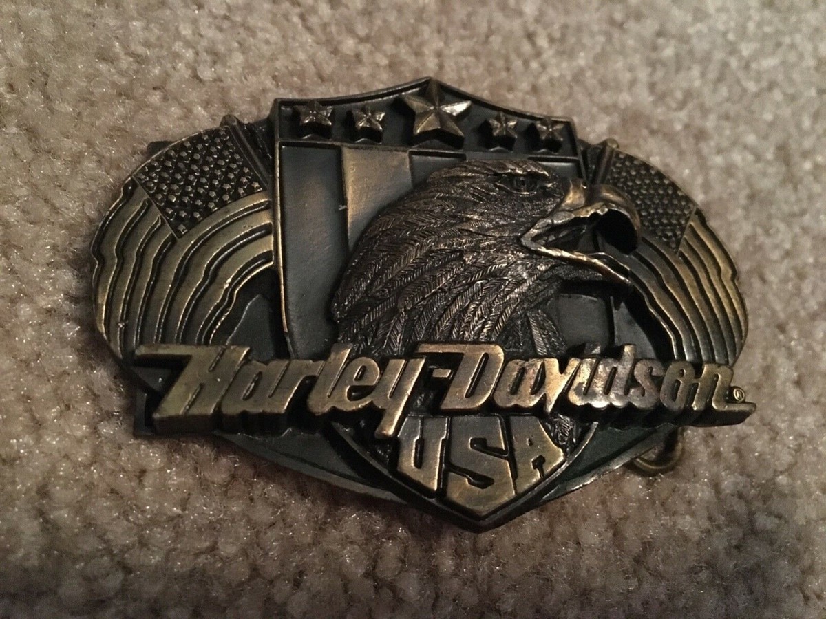 Harley Davidson Eagle Flag Motif Belt Buckle Harley-Davidson Made in USA Belt Buckle Red White and Blue  main image 2