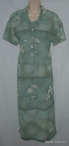 Green-Floral-Medium-8-10-Petite-Church-Office-Sleeveless-Dress-amp-Jacket-Set