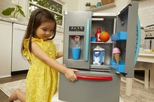 Kids Play Fridge Realistic Refrigerator with Food Childrens Pretend Kitchen Play