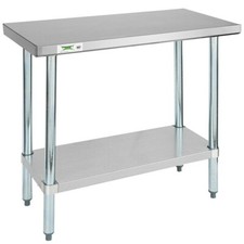 Mesa de restaurante de preparación y trabajo de acero inoxidable de 18" W x 36" L con estante inferior
