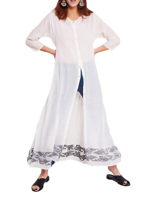 Roberta Roller Rabbit Damen Schwarz/Weiß Jambdani Anu Lange Kurta 265 $ Neu