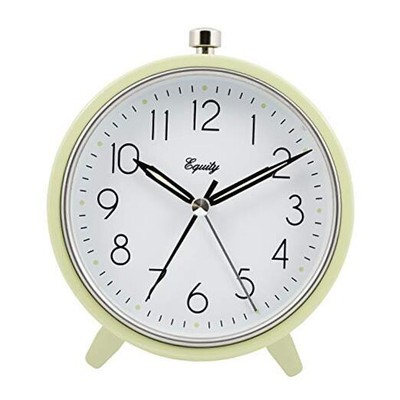 Equity 20090 5 Inch Silent Sweeping Quartz Metal Alarm Clock, Light Green 