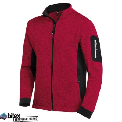 FHB Strick-Fleece-Jacke Arbeitsjacke Christoph rot-schwarz