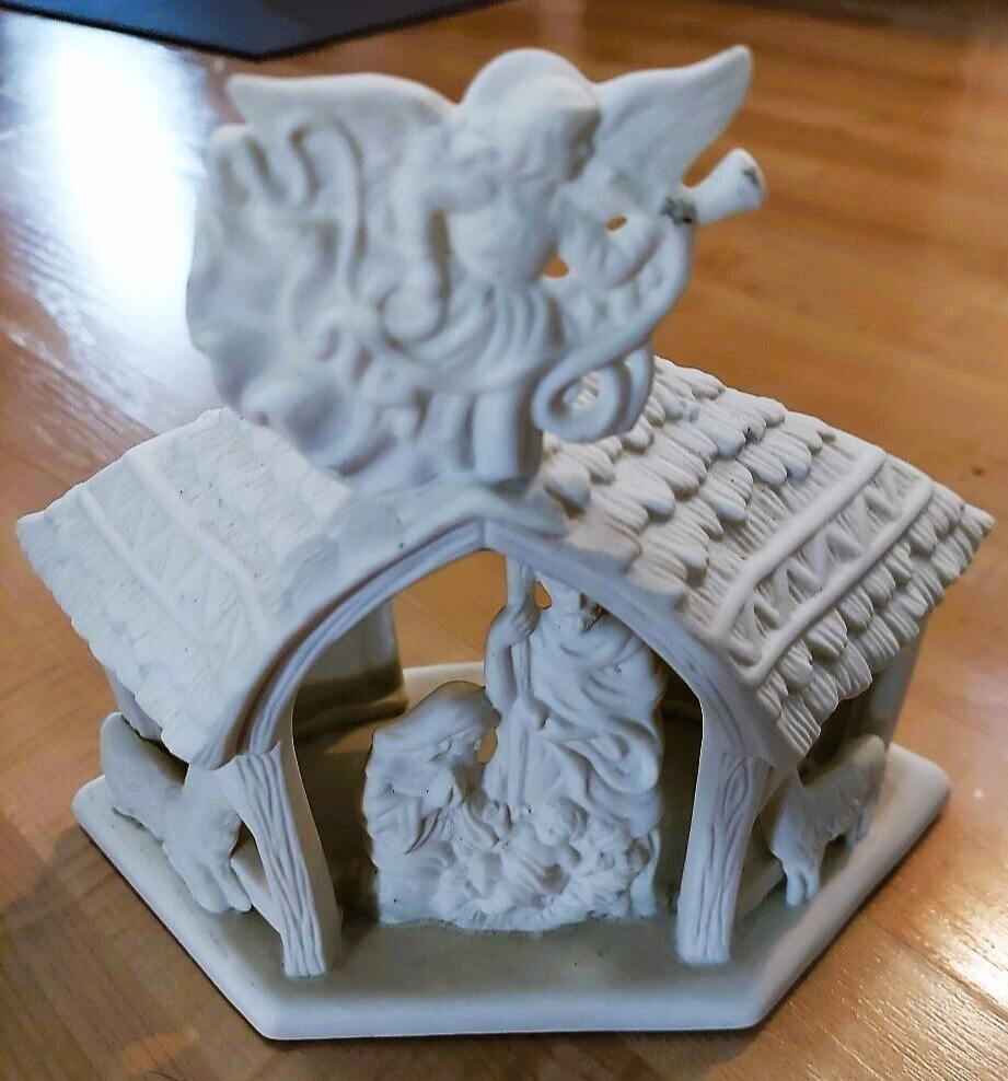 NEW Partylite O LITTLE TOWN Nativity Ivory Bisque Tealight Candle
