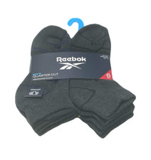 Reebok Quarter Socks Boys M 8.5-2 Performance Training Gray 6 Pairs Low Cut