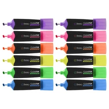 12 Thornton's ClearTip Highlighters, 5.0mm, Chisel Tip,  Assorted Colors