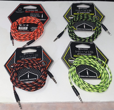Celltronix PUGS HI-VIS 6' Tangle Free Heavy Duty AUX Cable   Brand New