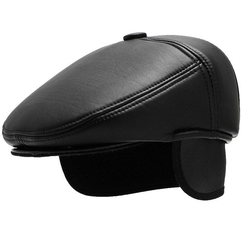 Biker Cap for Women Leather - Adjustable Motorcycle Skull  display picture 3