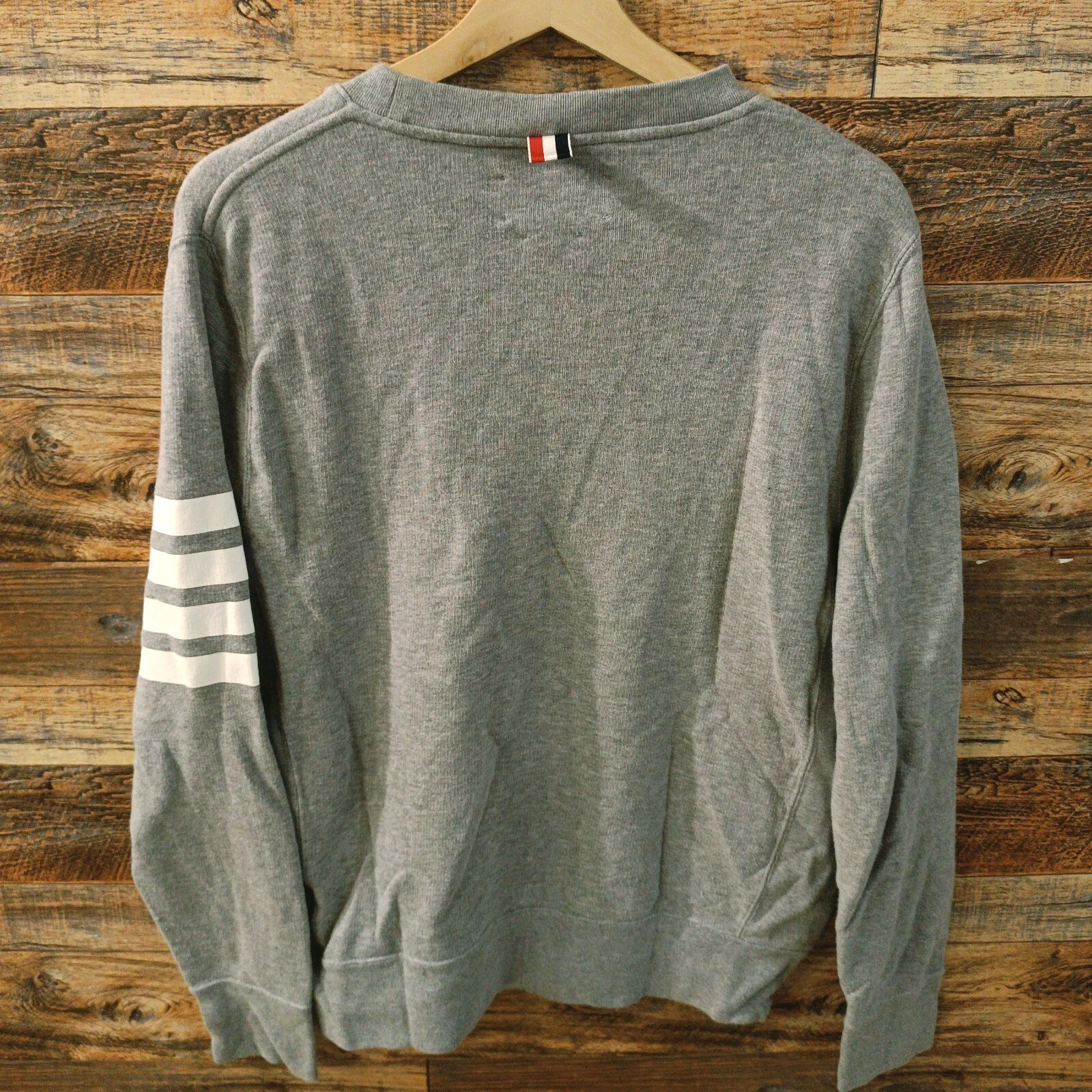 Felpa girocollo Thom Browne Engineered a righe 4 barre taglia 3 grigio cotone