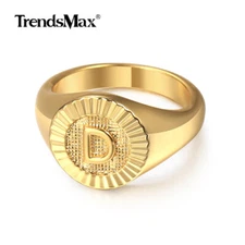 Size 7 Gold Plated Initial Rings Monogram Signet Letter D Alphabet Knuckle Ring