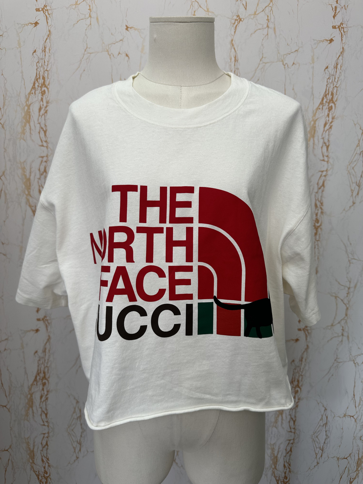 GUCCI X NORTH FACE White Cat Cropped Tee MT1