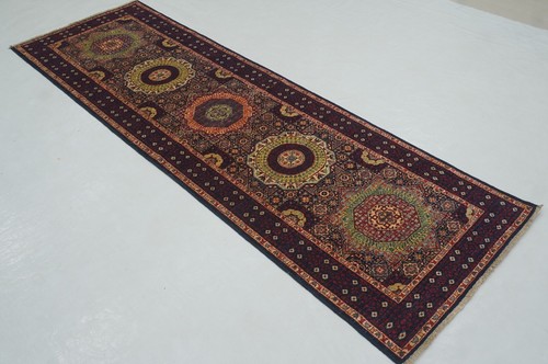 3 x 8 ft Navy Blue Turkish Mamluk Fine quality Hand knotted Medallion Runner Rug - Picture 2 of 14