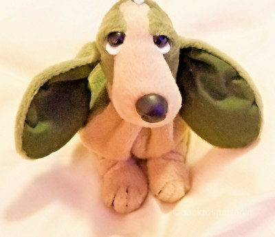 VTG Hush Puppies Special Edition Bean Bag Applause 6'' Basset Hound Green Tan Dog