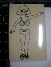 Girl in Undies Liz J8300 Rubber Stamp 3.75 x 6 inches Wood Backing 52