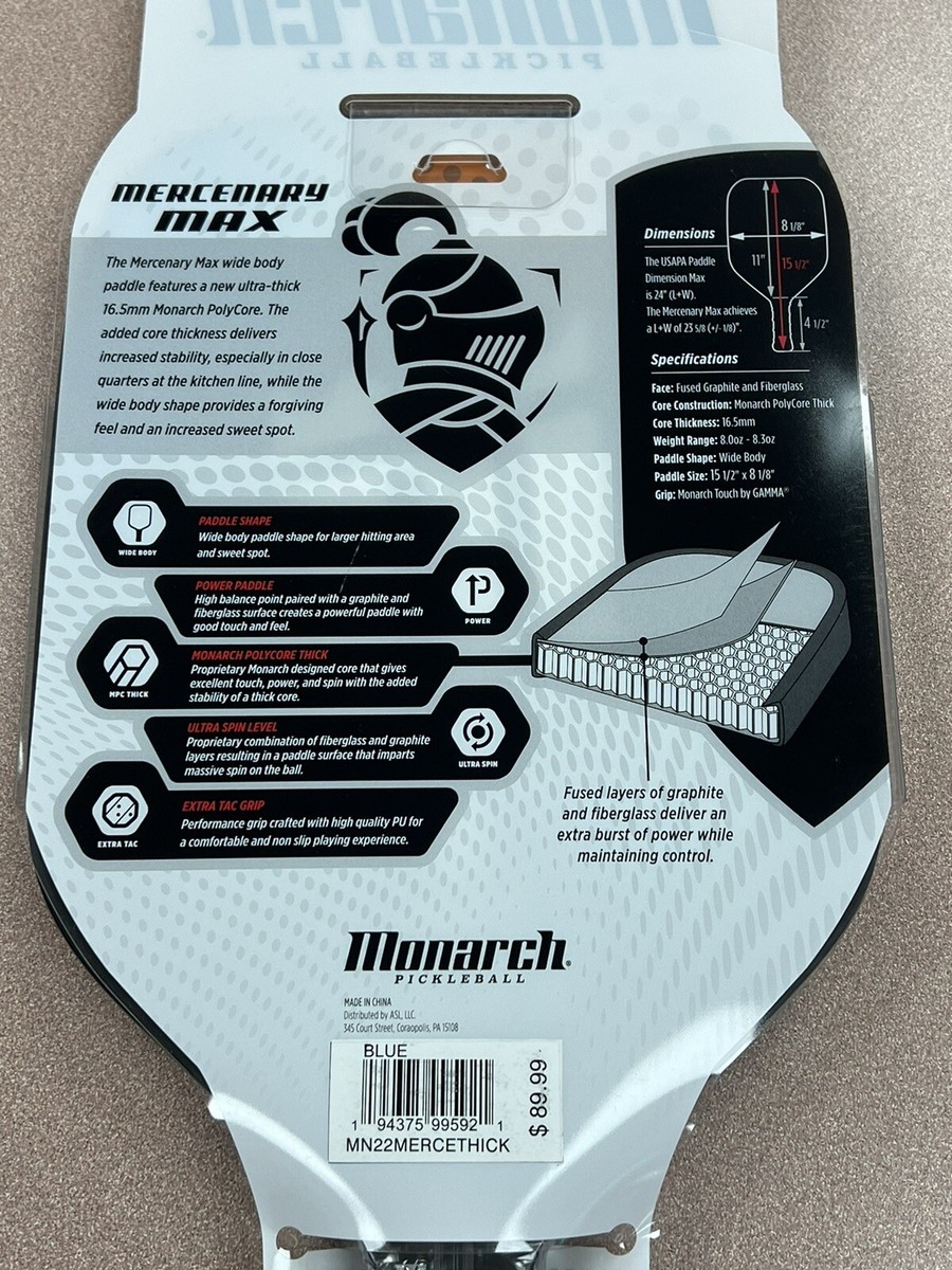 Monarch Mercenary Max wide Body Pickleball Paddle**BLUE **NEW** | eBay