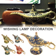 Vintage Legend Aladdin Magic Genie Lamp - Metal Carved Wishing Light