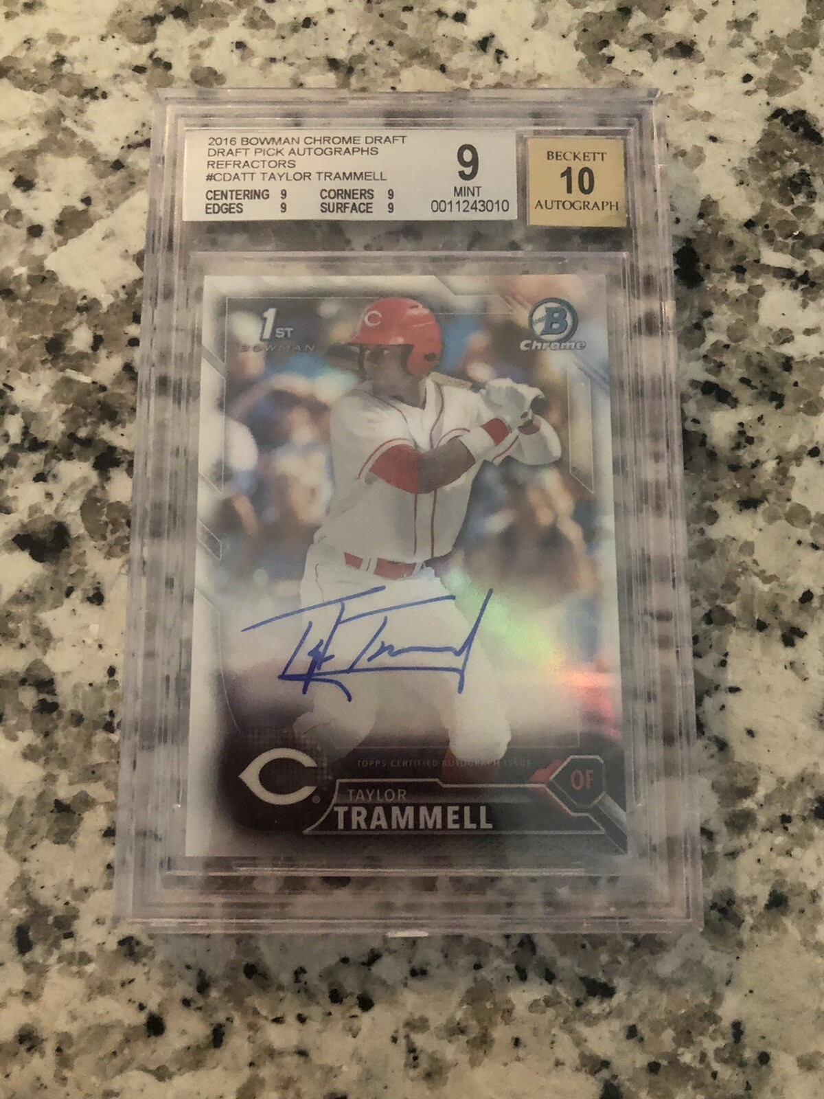 2016 BOWMAN CHROME DRAFT TAYLOR TRAMMELL AUTO REFRACTOR 91/499 BGS 9 MINT