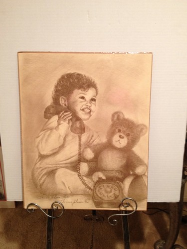 "Baby and Bear" Print by Clarissa Johnson Artist Lithograph Art - Picture 2 of 3