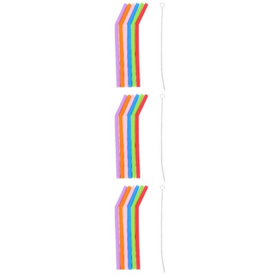  3 Pack Flask Silicone Straw Food-grade Straws Assorted Color