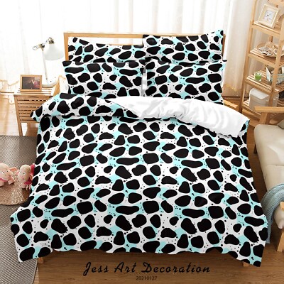 3D Animal Print Pattern Black Green Quilt Cover Set Bedding Sets Pillowcases 64
