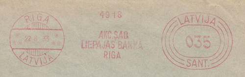 LATVIA 1925/33 covers *RIGA-ULM GERMANY* & *RIGA-HAMBURG*(meter mark cd) - Picture 6 of 7