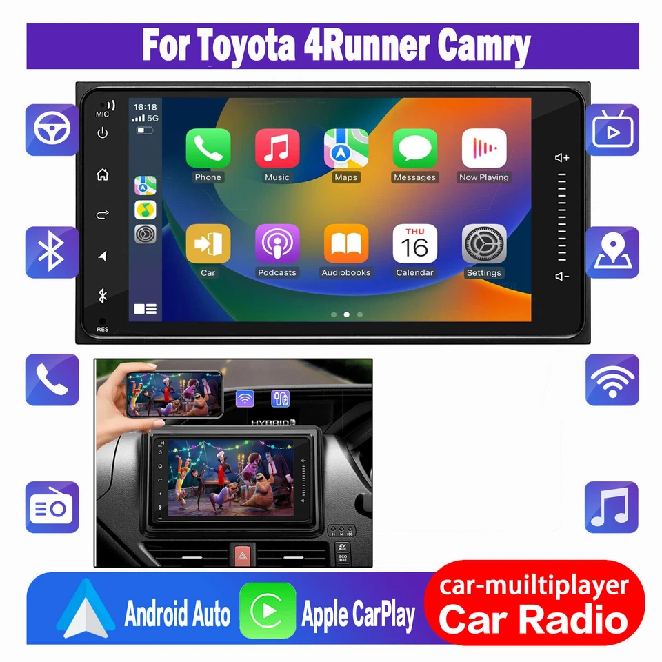 For Toyota Echo 2000-2005  Apple CarPlay Android 13.0 Car Stereo Radio GPS 32G - image 4 of 4