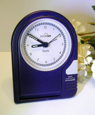 Reisewecker läuft /funktioniert. Vintage flach lila Edutime Reiseuhr Quartz 80er