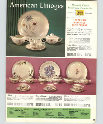 1956 PAPER AD American Limoges Dinnerware Plates Star Flower Crocus Ovington's