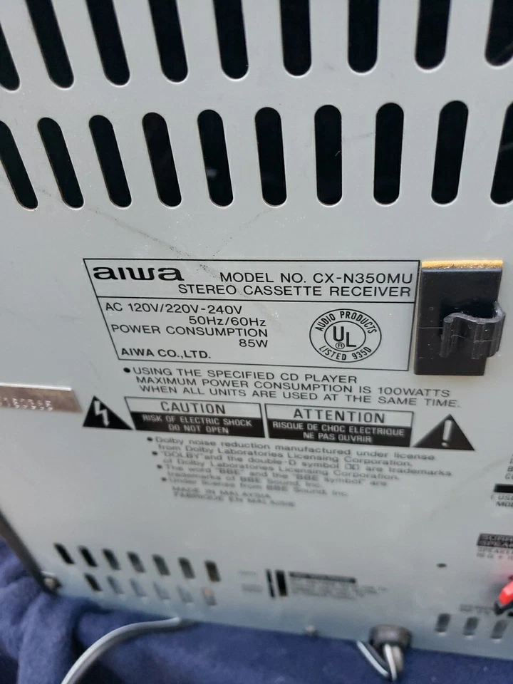 Aiwa CX-N350MU Stereo System 3CD Changer Cassette Deck AM FM  - Image 3 of 4