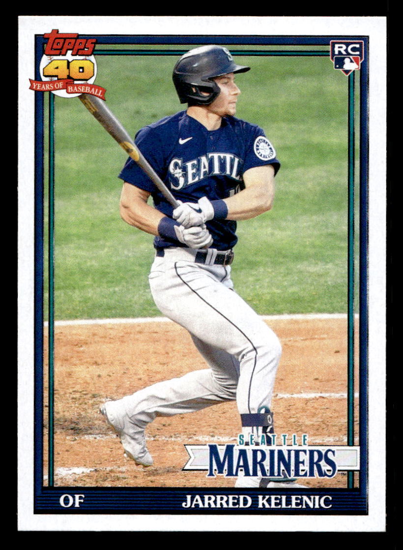 2021 Topps Archives #191b Jarred Kelenic 70 Years of Baseball Emblem card