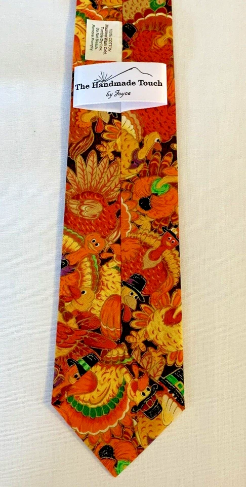 New Boys 46" Thanksgiving Turkeys Cotton Necktie Orange Brown Autumn Fall Unique - Image 4 of 4