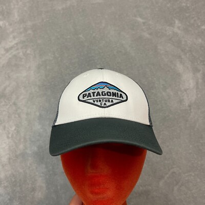 Patagonia Mens P-6 Logo Trucker Hat White Grey - Main Image
