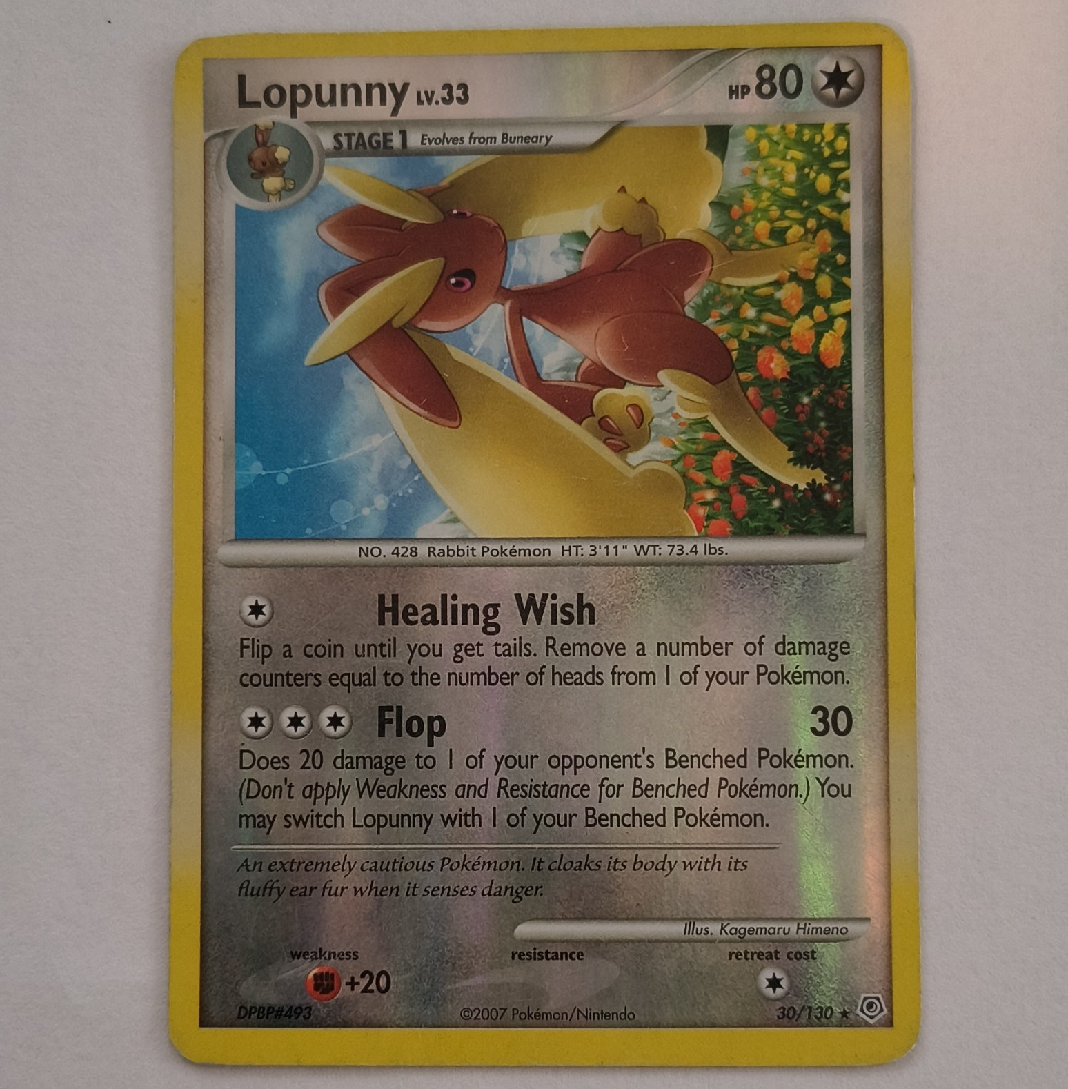 Pokemon TCG Lopunny Diamond and Pearl 30/130 Reverse Holo English 2007 80 HP