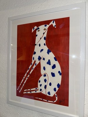 Original Dog Painting Wall Art   Modern Animal Artwork Framed 40x50