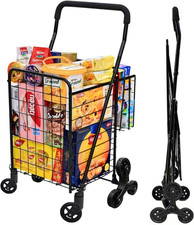 Grocery Shopping Cart with 360  Rolling Swivel Wheels Stair Climber Utility Cart