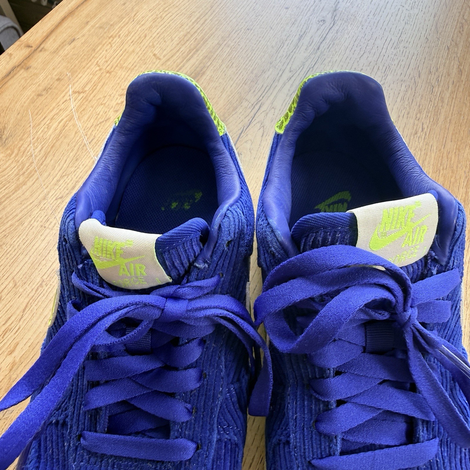 Nike Air Force 1 Sage Low Corduroy Blue Volt Snake UK 4.5 EU 38 Womens Trainers image 5