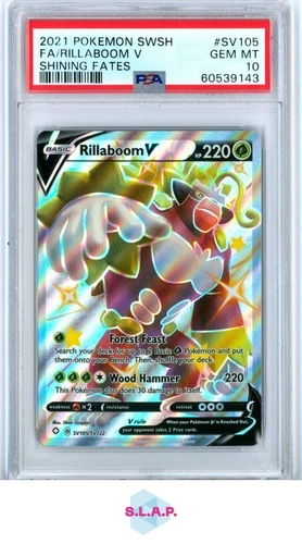 FA/RILLABOOM V POKEMON SWSH SHINING FATES 2021 SV105 PSA 10