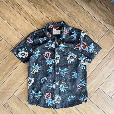 Max wear Urban Pipeline Hawaiihemd, Kurzarm, Vintage, Jungs Grau mit Blumen, L
