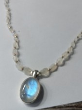 silver moon stone necklace